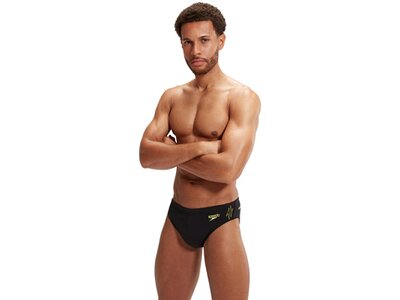 SPEEDO Badehose HYPERBOOM SPL 7CM BRF AM BLACK/YELLOW Schwarz