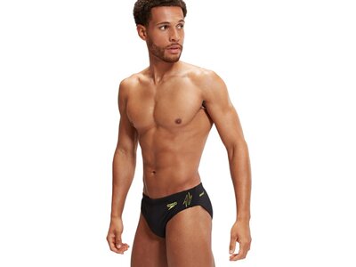 SPEEDO Badehose HYPERBOOM SPL 7CM BRF AM BLACK/YELLOW Schwarz