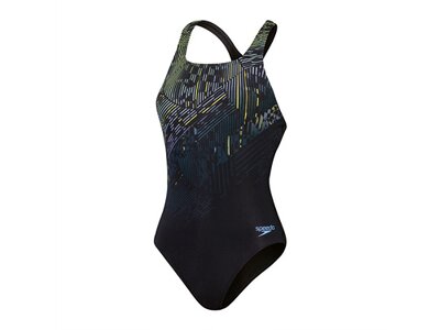 SPEEDO Damen Schwimmanzug DIGI PLMT MDLT AF BLACK/GREEN Schwarz