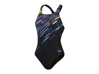 SPEEDO Damen Schwimmanzug DIGI PLMT MDLT AF BLACK/PURPLE Schwarz