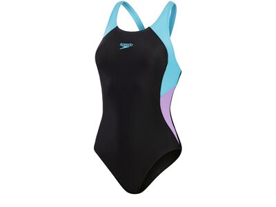 SPEEDO Damen Schwimmanzug COLBL SPL MBK 1PC AF BLACK/PURPLE Schwarz