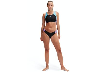 SPEEDO Damen Schwimmanzug COLBL SPL MBK 2PC AF BLACK/PURPLE Schwarz