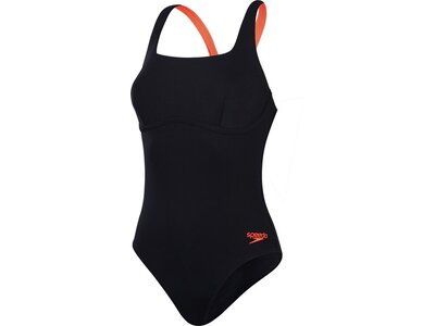 SPEEDO Damen Schwimmanzug Womens Flex Band Swimsuit with Built in Swim Bra Schwarz