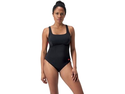 SPEEDO Damen Schwimmanzug Womens Flex Band Swimsuit with Built in Swim Bra Schwarz