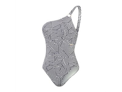 SPEEDO Damen Schwimmanzug SPDSCU ASYMTRC PRNT 1PC AF BLACK/WHITE Schwarz