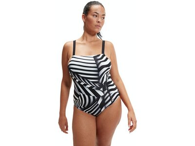 SPEEDO Damen Schwimmanzug SPDSCU AMRGLW PT 1PC AF BLACK/WHITE Schwarz