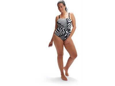 SPEEDO Damen Schwimmanzug SPDSCU AMRGLW PT 1PC AF BLACK/WHITE Schwarz