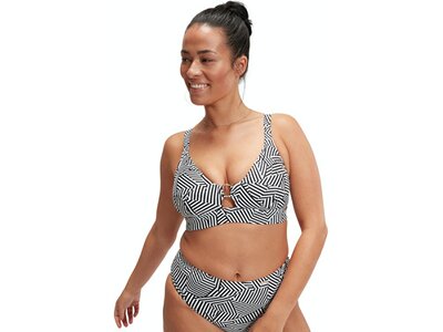 SPEEDO Damen Bikinioberteil SPDSCU TRI PRNT BKNITP AF BLACK/WHITE Schwarz