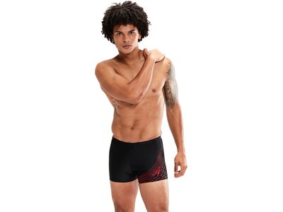 SPEEDO Badehose MEDLEY LOGO ASHT AM BLACK/RED Schwarz