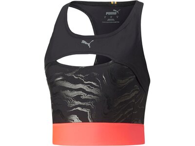 PUMA Damen Shirt RUN ULTRAFORM AOP CROP TAN Schwarz