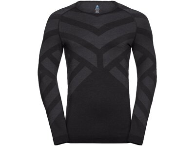 ODLO Herren Unterhemd BL TOP Crew neck l/s NATURAL + Schwarz