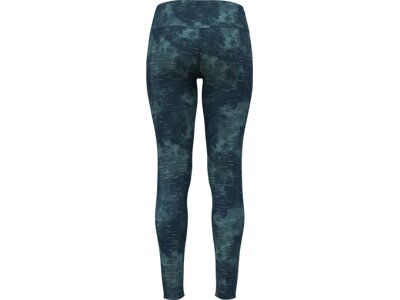 ODLO Damen Lauf- und Trainings-Tights mit Reflektoren und Print Zeroweight Blau