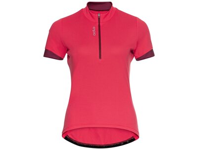 ODLO Damen Shirt T-shirt s/u collar s/s 1/2 zip Rot