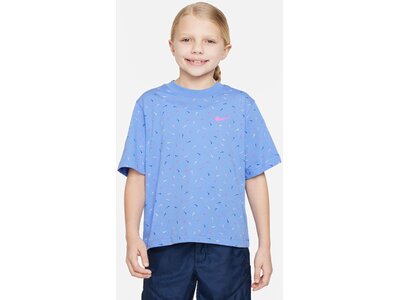 NIKE Kinder Shirt G NK NSW TEE BOXY SWOOSH AOP Blau