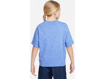 NIKE Kinder Shirt G NK NSW TEE BOXY SWOOSH AOP Blau