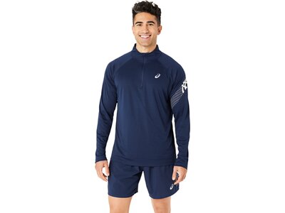 ASICS Herren T-Shirt ICON LS 1/2 ZIP Blau