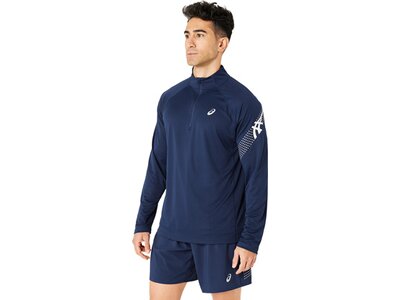 ASICS Herren T-Shirt ICON LS 1/2 ZIP Blau