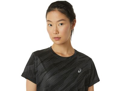 ASICS Damen T-Shirt CORE ALL OVER PRINT SS TOP Schwarz