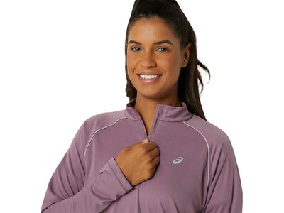 ASICS Damen T-Shirt ICON 1/2 ZIP LS TOP Lila