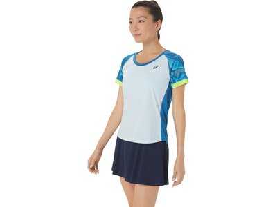 ASICS Damen Shirt WOMEN COURT GRAPHIC SS TOP Blau