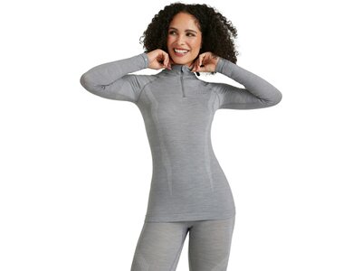 FALKE Damen Unterhemd WT Longsleeve Zip w Grau