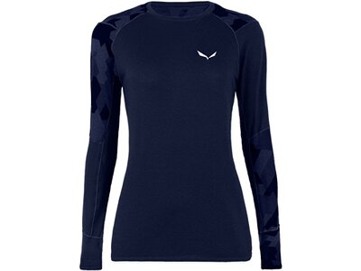 SALEWA Damen Shirt CRISTALLO WARM AMR W L/S TEE. Blau