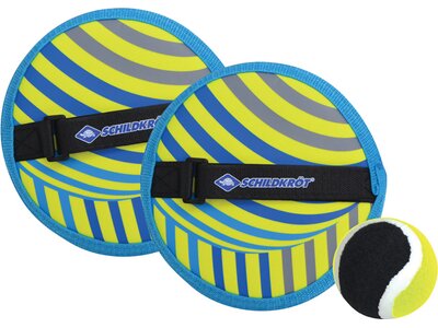 SCHILDKRÖT Schildkröt Neopren Klettball Set, 2 Neopren Handfänger mit weitenverstellbarer Handschlau Gelb