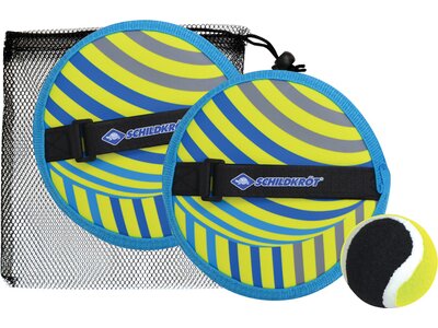 SCHILDKRÖT Schildkröt Neopren Klettball Set, 2 Neopren Handfänger mit weitenverstellbarer Handschlau Gelb