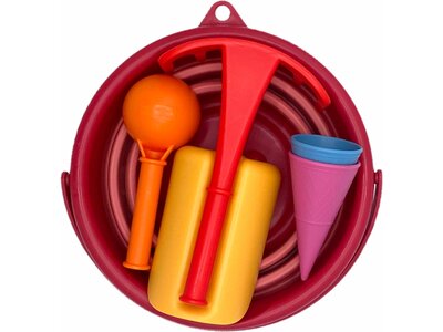 SCHILDKRÖT Schildkröt 7in1 Sand Toys Set, innovatives Sand-Spielset im Handtaschenformat, kompakt un Rot