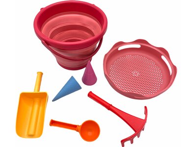 SCHILDKRÖT Schildkröt 7in1 Sand Toys Set, innovatives Sand-Spielset im Handtaschenformat, kompakt un Rot