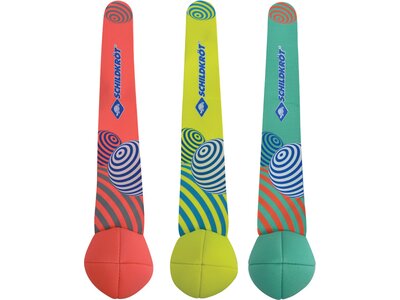 SCHILDKRÖT Schildkröt Neopren Diving Balls, 3 Tauchbälle mit Schweif, Sandfüllung, Schweif steht am Bunt