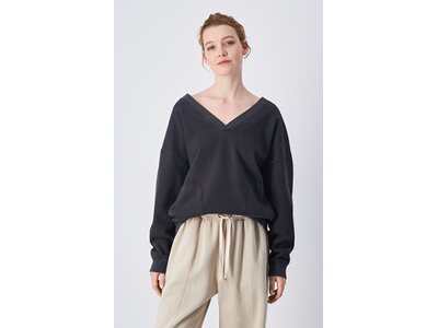 CHAMPION Damen Sweatshirt V-Neck Schwarz