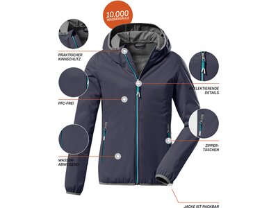KILLTEC Kinder Softshell Jacke mit Kapuze, packbar KOS 164 GRLS SFTSHLL JCKT Blau