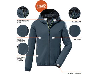 KILLTEC Kinder Softshell Jacke mit Kapuze, packbar KOS 167 BYS SFTSHLL JCKT Blau