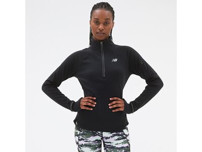 NEW BALANCE Damen T-Shirt NB Heat Grid Half Zip Schwarz