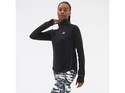 NEW BALANCE Damen T-Shirt NB Heat Grid Half Zip Schwarz