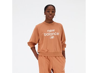 NEW BALANCE Damen Kapuzensweat NB Essentials Graphic Crew Fleece Sweatshirt Braun