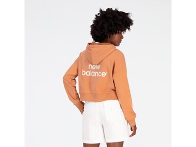 NEW BALANCE Damen Kapuzensweat NB Essentials Graphic Crop Fleece Hoodie Braun