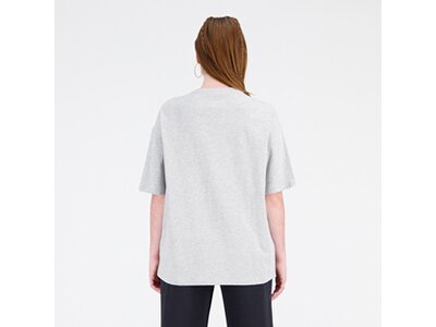 NEW BALANCE Damen Kapuzensweat Essentials Stacked Logo Cotton Oversized T-Shirt Grau