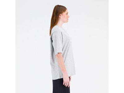 NEW BALANCE Damen Kapuzensweat Essentials Stacked Logo Cotton Oversized T-Shirt Grau