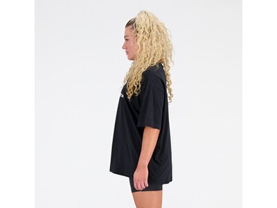 NEW BALANCE Damen Kapuzensweat Essentials Stacked Logo Cotton Oversized T-Shirt Schwarz