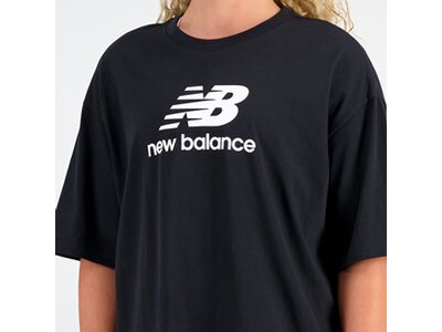 NEW BALANCE Damen Kapuzensweat Essentials Stacked Logo Cotton Oversized T-Shirt Schwarz