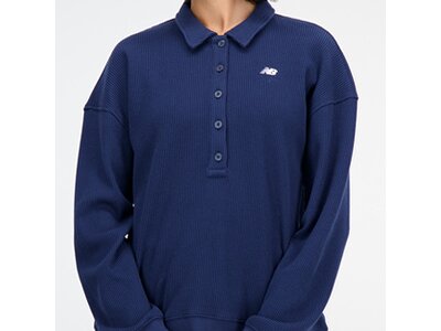 NEW BALANCE Damen Shirt Athletics Collared Long Sleeve Shirt Blau