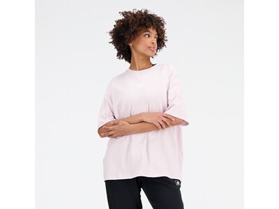 NEW BALANCE Damen Shirt Essentials Graphic Cotton Jersey Oversized T-Shirt Pink