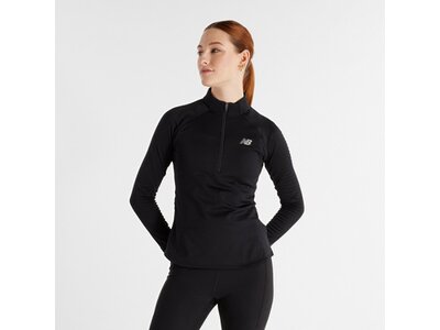 NEW BALANCE Damen T-Shirt Athletics Heat Grid Half Zip Schwarz