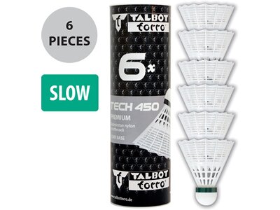 Talbot-Torro Badmintonball Tech 450, Premium Nylonfederball, 6er Dose Pink