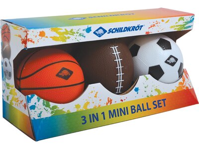 SCHILDKRÖT 3 in 1 MINI BALLS SET, 1 Soccer-, 1 Basket-, 1 Football Grau