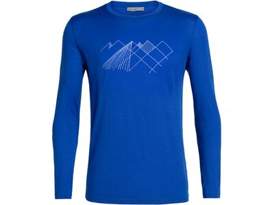 ICEBREAKER Herren Shirt Tech Lite LS Crewe Geo Mountain Blau