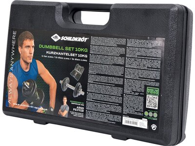 SCHILDKRÖT FITNESS Schildkröt KURZ-HANTELSET 10kg im ABS-Kunststoffkoffer, M-2022 Grau