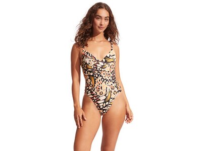 SEAFOLLY Damen Badeanzug Take Flight Gathered Strap One Piece Orange